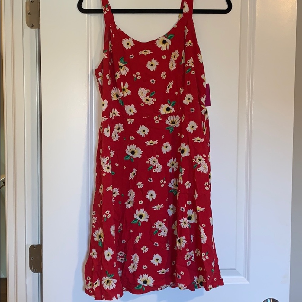 Red floral dress
